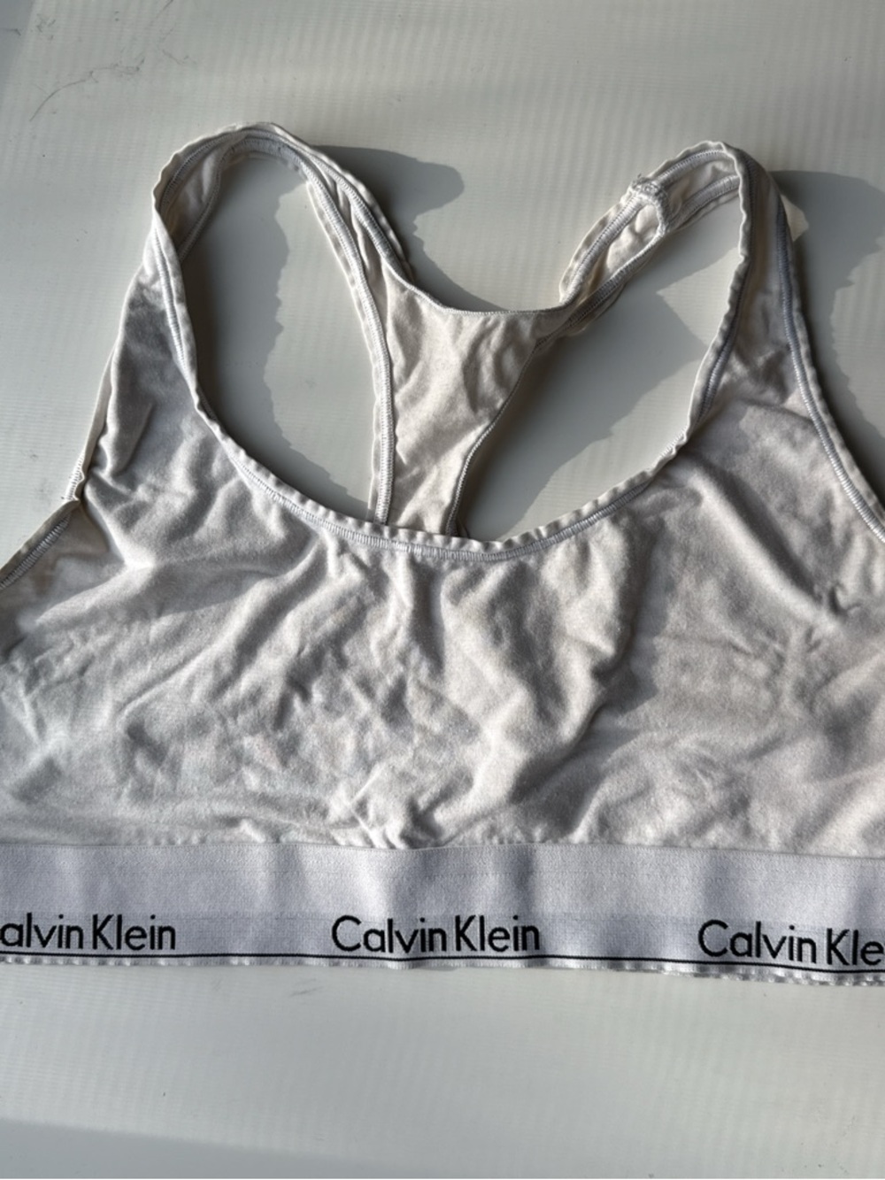 Calvin Klein White Racerback Bralette with Logo Band